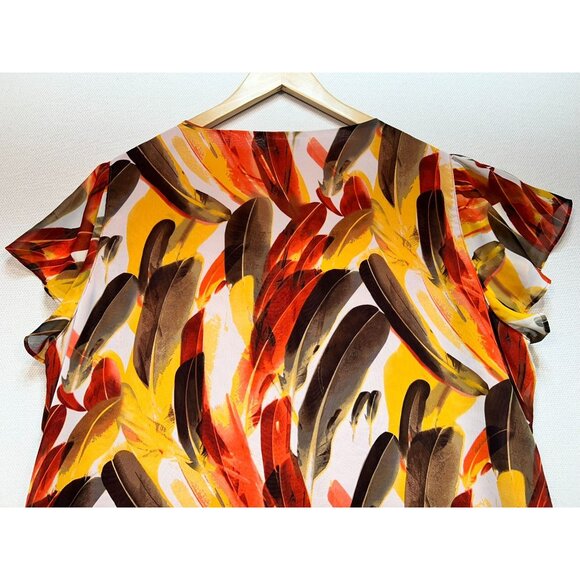 Apt. 9 Womens Ruffled Flutter Sleeve Top Summer Sz 2X Multi Abstract Lightweight - Picture 11 of 12